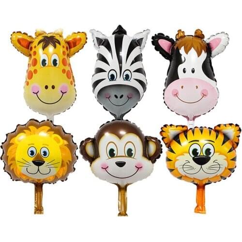 50Pcs Mini Animal Head Helium Foil Balloons Happy Birthday Party Decorations Kids Inflatable Air Balls Event Party Suppliers