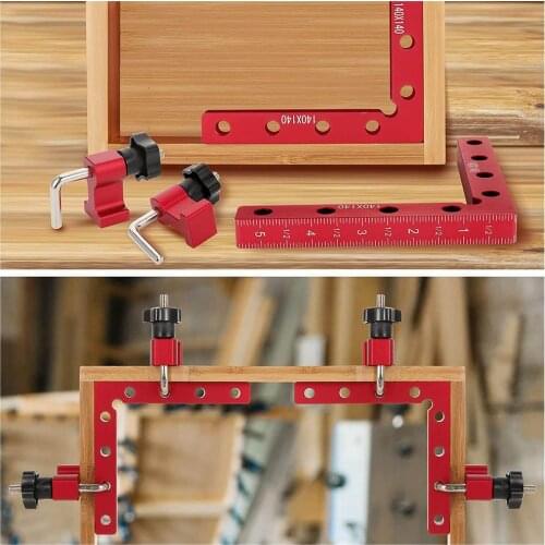 New 90 Degree Ruler For Woodworking Aluminum Alloy Positioning Ruler Fixed Clip Carpenters Square Ruler Woodworking Tool Corner