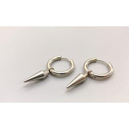 New European and American hip-hop fashion white gold cone earrings women street fashion earrings