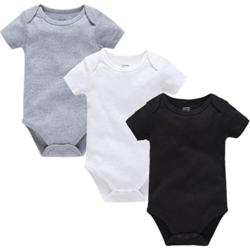2021 Blank Baby Clothes Solid Design Short Sleeve Cotton Summer Baby Rompers Newborn Baby Boys Girls roupa de bebes Clothing