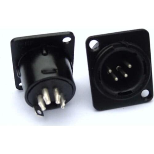 Wholesale high quality 20PCS/lot NC4MD-L-B-1 XLR 4-Pin Male Chassis Panel Mount/Black Case Silver Contacts