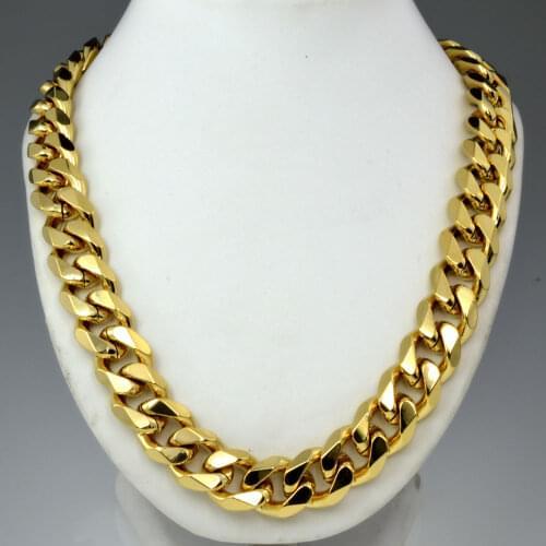 Men trendy gold tone chains necklace n276 60cm 50cm Length
