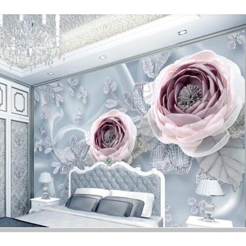 Papel de parede Silk lace flower luxury 3d stereo wallpaper,living room tv wall wedding room wall papers home decor mural