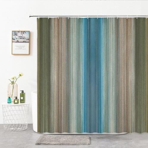 Striped Wood Grain Texture Waterproof Shower Curtains Retro Bathroom Decor Hanging Curtains Bathtub Screen Home Decor Wall Cloth