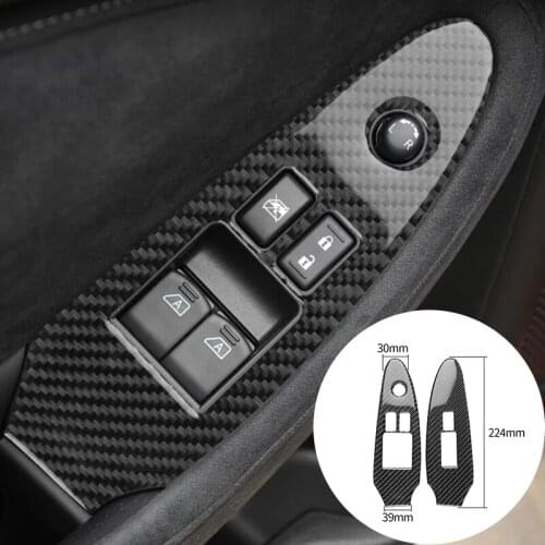 Real Carbon Fiber Car Window Lifter Switch Control Panel Armrest Cover For Nissan 370Z Z34 2009-2019 LHD and RHD Car-Styling