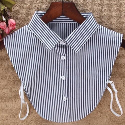 Detachable Collar False Collar Lapel Blouse decorative stripe blue blouse Shirt Pan Fashion Collar Tips High-end custom petal