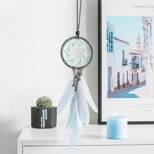 Nordic dream catcher safety tree car hanging home accessories decoration feather crafts bronze pendant gifts car decoration