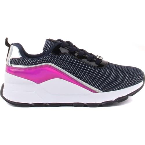 Navy blue Color Laced Hologram Detailed Women 'S Daily Casual Shoes