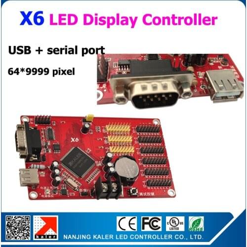Kaler Multi-language usb and ethernet display controller Kaler X6 led text controller card with 6pcs 12 port 3pcs 08 port