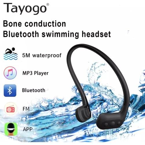 Tayogo New Bluetooth Waterproof MP3 Music Player headphone Sport wireless swimming mp3 with FM bluetooth Pedometer for Swimming