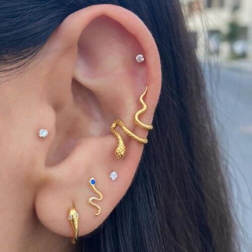 Gold color fashion european women jewelry 1 piece no piercing Multi wrap Snake shaped ear cuff clip on women earring