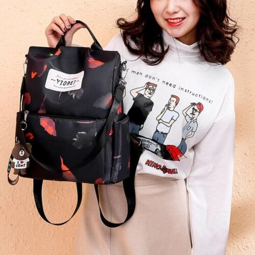 Women Lady Backpack Purse Anti-Theft Rucksack Waterproof Oxford Cloth School Bag