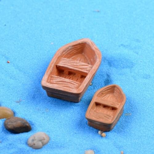 ZOCDOU 2 Piece Tender Ship Cruise Wood Boat France Model Small Statue Figurine Crafts Ornament Miniatures DIY Home Room Decor