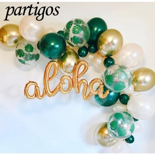 10pcs 12inch Palm Leaf Latex Balloons transparent balloons Summer Wedding Hawaii Tropical Party Decor Green Leaves helium global