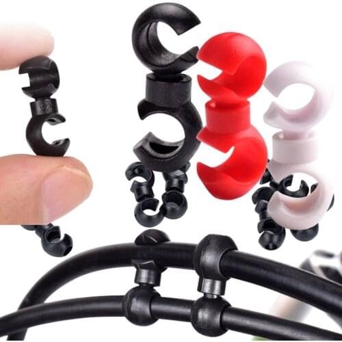 10Pcs S Style Buckles Bike Brake Derailleur Shift Cable Line Tube Rotatable MTB Brake Line Pipeline Storage Device Ring Clasps
