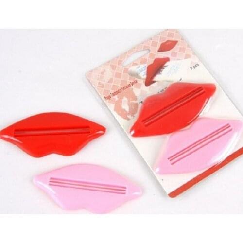 2 Pcs Easy-using Sexy Lip Kiss Bathroom Tube Dispenser Toothpaste Cream Squeezer Sanitary Ware Accessories