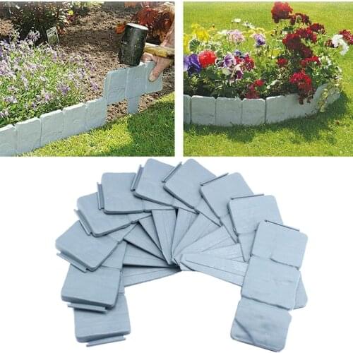 20pcs Garden Fence Imitation Stone Landscape Trellis Fence Garden Edge Plant Border Edging Lawn Grounding Folding Decorate 10pcs
