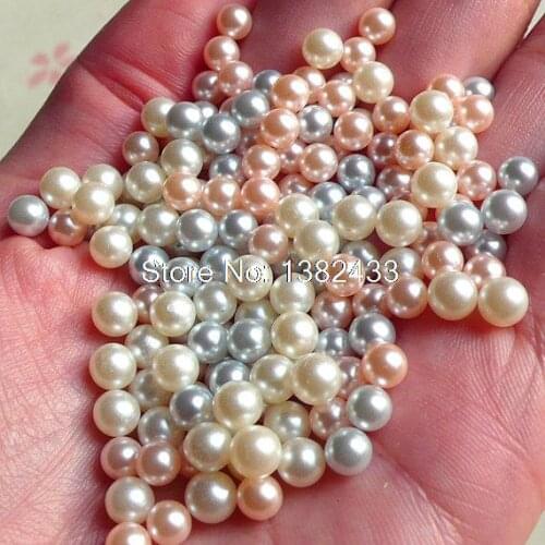 200pcs 5mm Round Faux Pearls Mix (Pink, Cream White and Gray Blue) no holde
