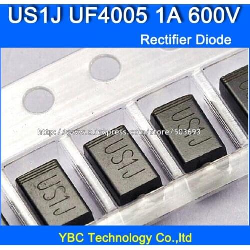200pcs/lot US1J UF4005 1A/600V SMA Fast Recovery Rectifier Diode
