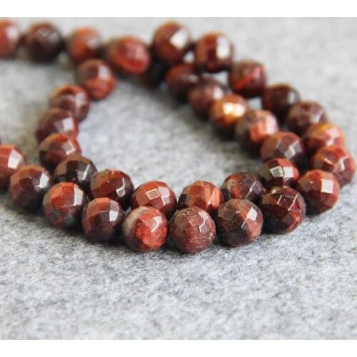 2021 New For Necklace&Bracelet 10mm Red Tiger Eyes Stones Beads Natural Tigereye Beads Faceted Hand Made Fashion Jewelry 15inch