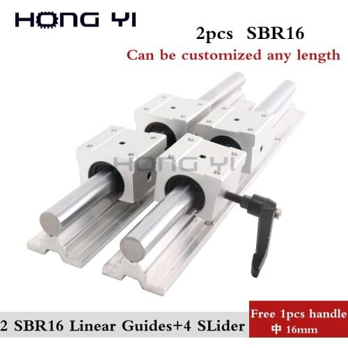 Free shipping : 4pcs SBR16UU Linear bearing blocks+2pcs SBR16 linear guides 200 300 400 500mm Linear shaft rail support