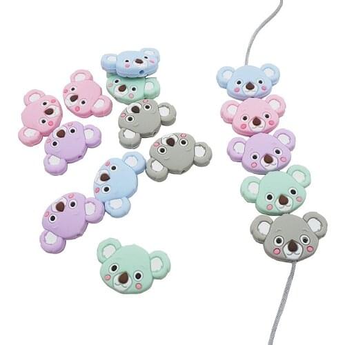 Chenkai 50PCS Silicone Koala Teether Beads DIY Animal Cartoon Baby Chewing Pacifier Dummy Sensory Jewelry Toy Making Beads