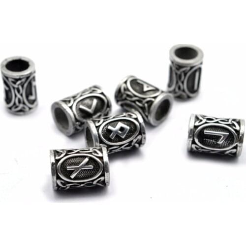 1pc Antique Viking Runes Beads Charms Findings for Bracelets for Pendant Necklace DIY for beard or hair Real Photoes
