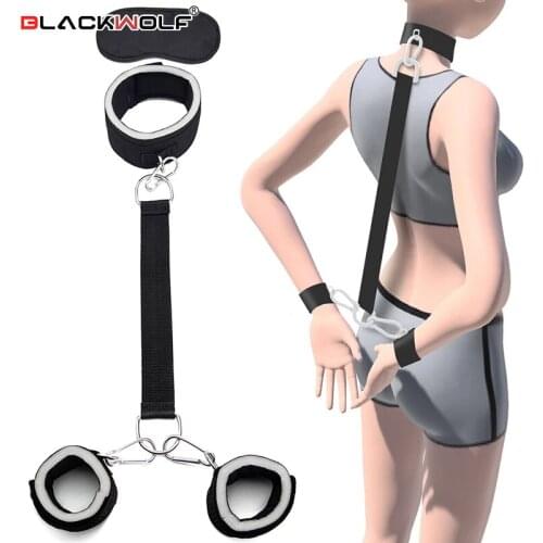 BLACKWOLF Sponge Sex Handcuffs For Women Sex Toys BDSM Bed Bondage Straps Handcuffs Neck Collar Adult Toys Slave Sex Accessories