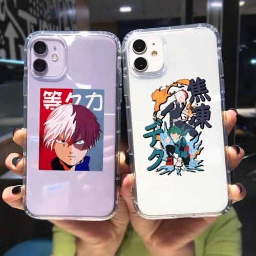 Phone Case For iPhone 11 12 Pro 8 7Plus XS MAX SE2 XR Anime My Hero Academia Deku Bakugou Boku No Hero Academia Cover Clear Capa