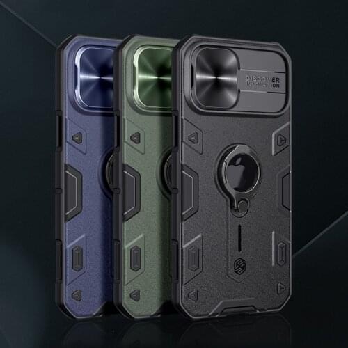 NILLKIN for Apple iPhone 12 Pro Max Case for iPhone 12 Pro Cover Slide Camera Ring Holder Phone Stand Back Cover