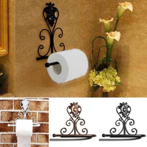 Black Small And Durable Easy To Install Appliances Bathroom Metal Paper Roll Holder Wall Tissue Rack Toilet Storage Shelf Decor