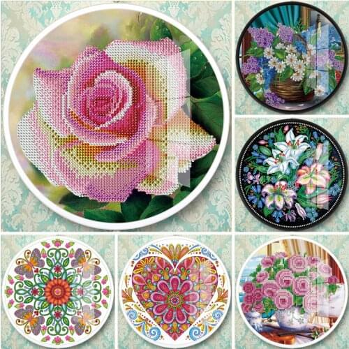 EverShine Flowers Special Shaped Diamond Painting Pink Rose DIY 2pcs/set Diamond Embroidery With Frame Art Decoration Home Gift