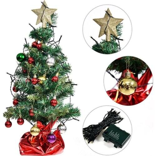 24inch Christmas Tree Set with 50 LED Lights DIY Ornaments for Christmas Party Decorations