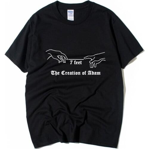 7 Feet The Creation of Adam Hand Stay Save Stay Safe Cotton Boy Man Short Sleeve T Shirt Couple Clothes Summer ZIIART