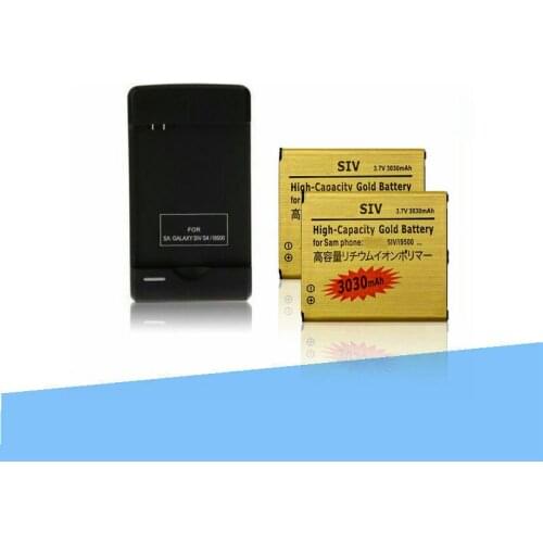ISkyams 2x 3030mAh B600BC Gold Battery + Dock Charger For Samsung Galaxy S 4 SIV I9500 I9502 I9505 I9508 R970 S4 Active I9295