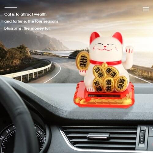 Chinese Lucky Cat Fortune Waved Fortune Welcome Cat Car Interior Decoration Can be Packed as Gift PVC Display Box