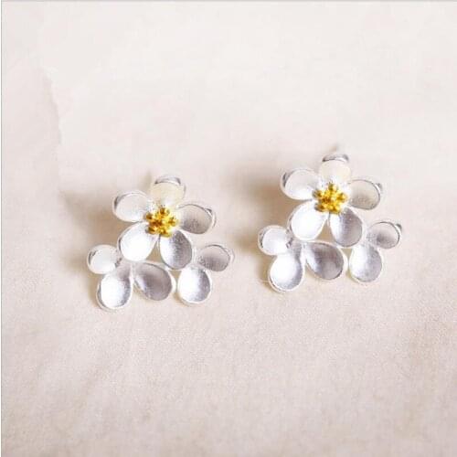 LUKENI Trendy Daisy Flower Stud Earrings Girl Jewelry Top Quality 925 Sterling Silver Earrings For Women Lady Party Accessories