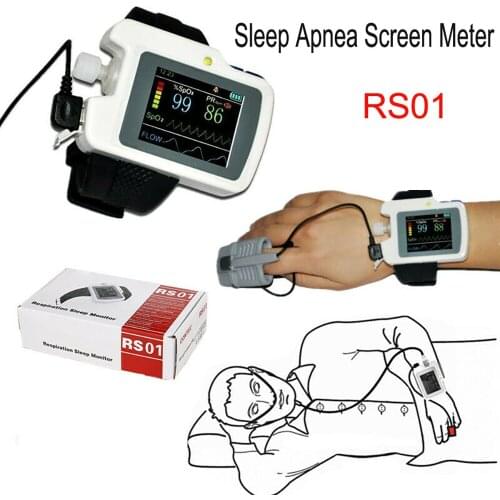 RS01 Patient Sleep Apnea Screen Meter Nose Air Flow Wrist Respiration Sleep Monitor Spo2 PR Alarm Nasal Cannula Record Software