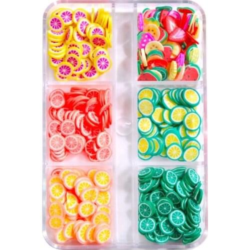 Soft Pottery Slices Nail Glitter Decals Decoration 3D Nail Fruit Pieces Colorful Design Nail Accessories Supplies 264E