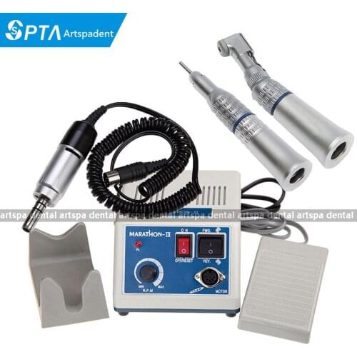 2017 NEW dental Lab micromotor polish handpiece with contra angle & straight handpiece SEAYANG MARATHON 3 + Electric Motor