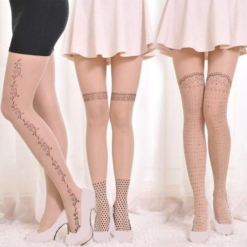 New Women Camouflage Tattoo Cartoon Printing Silk Stockings Tights Cute Pattern Japan Thin Novelty Pantyhose Sexy Transparent