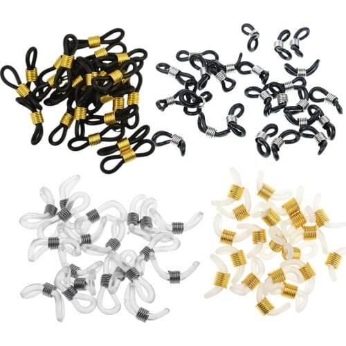 Wholesale 90 Pieces Bulk Connecting Piece Rubber Holder For Spectacle Eyeglass Chains Black Clear Anti-slip Loop End Rubber