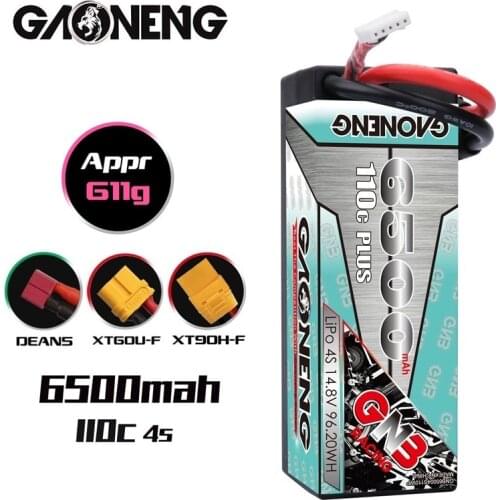 Rechargeable battery GNB 14.8V 6500mAh 110C PLUS For remote control Car Racing Spare Parts With Shell Upgrade LiHV 4S Battery