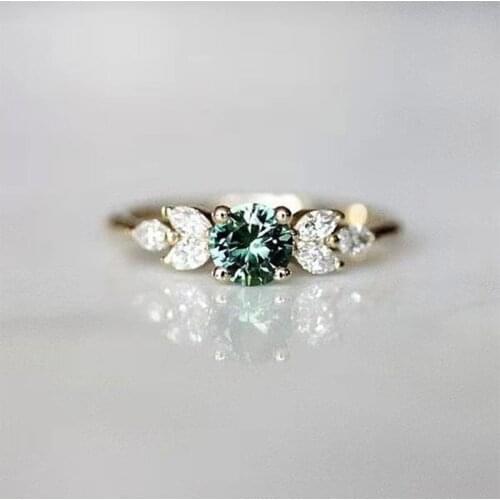 Silver Color Jewelry Ring with Green Zircon Ring for Womens Wedding Anniversary Party Gift Cocktail Ring Size Us6-10
