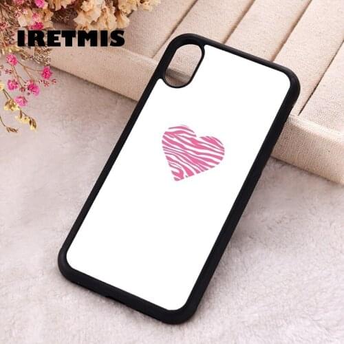 Iretmis 5 5S SE 2020 phone cover cases for iphone 6 6S 7 8 Plus X Xs XR 11 12 Mini Pro Max Silicone TPU pink zebra print heart