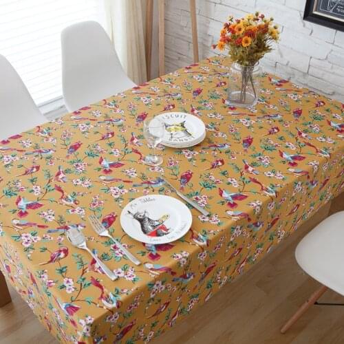 Retro Japan Style Bird Flower Printed Table Cloth Cover Nappe De Table Mesa Wedding Party Toalha De Mesa Tablecloth ZB-68