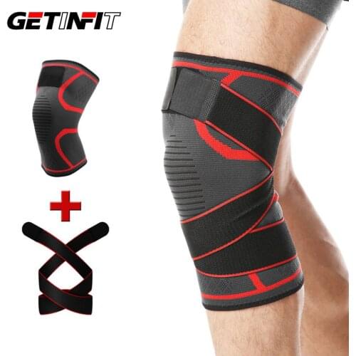 1PCS Sports Kneepad Men Pressurized Elastic Bandage Knee Pads Support Fitness Gear Basketball Volleyball Brace Protector
