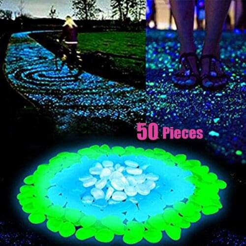 50pcs Glow in the Dark Luminous Stone Garden Pebbles Glow Stones Rocks for Walkways Aquarium Decor Plants Garden Yard Decor