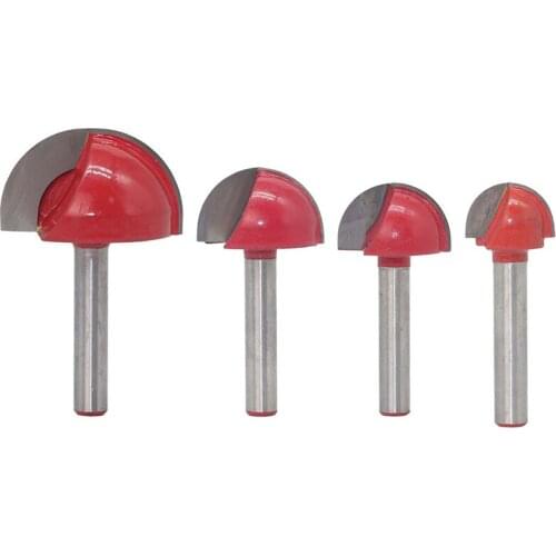 THGS 4Pcs/Set 6Mm Shank Round Nose Cove Box Wood Router Bit Shaker Woodworking Tools Cutter For Wood