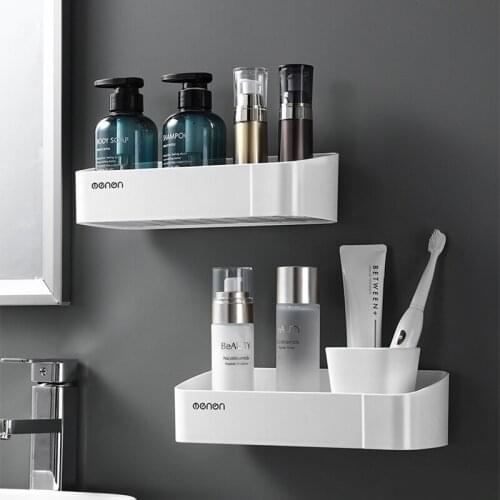 Bathroom Shelves Shampoo Cosmetic Storage Rack Wall-mounted KitchOrganizer Drain Shower Shelf Home Decor Modern WC Accessories